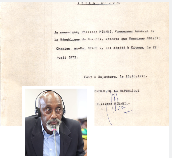 Burundi, Génocide de 1972-1973/l’assassinat de l’ancien Roi Ntare V : Un document judiciaire troublant